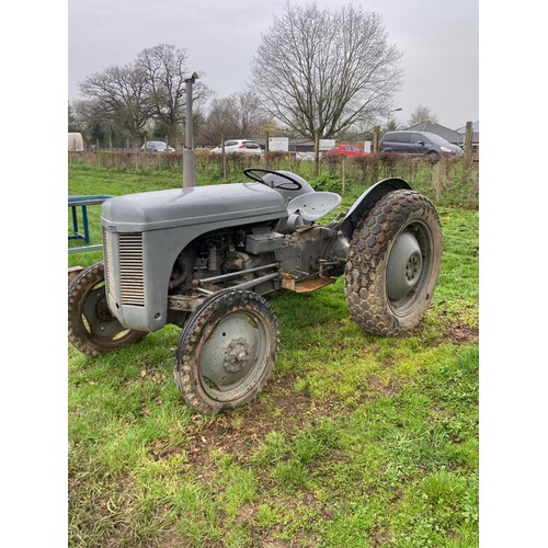 1526A - Ferguson TED tractor. On rear grass tyres Petrol TVO. Runs. Hydraulics work. SN 392051