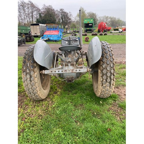 1526A - Ferguson TED tractor. On rear grass tyres Petrol TVO. Runs. Hydraulics work. SN 392051