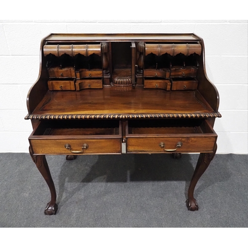 14 - Chippendale style writing desk in mahogany on ball and claw feet 43