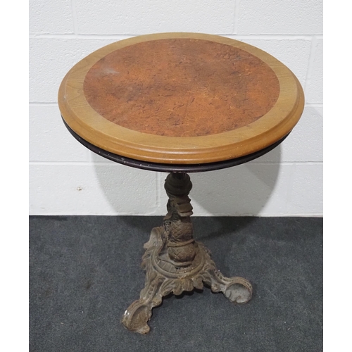 2 - Occasional table with ornate cast iron base and interchangeable top