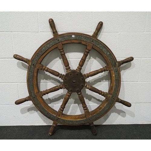 286 - Antique ships wheel 44