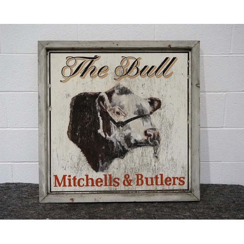 291 - Double sided wooden sign - The Bull Mitchells & Butlers 36