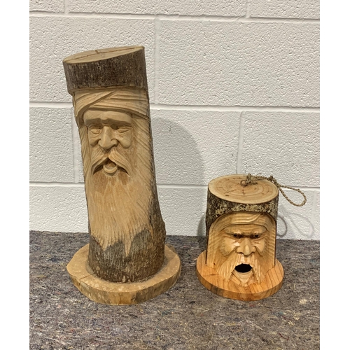 295 - 2 Carved wooden men's faces 21