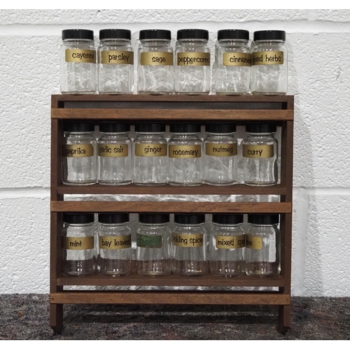 303 - Wooden spice rack with jars