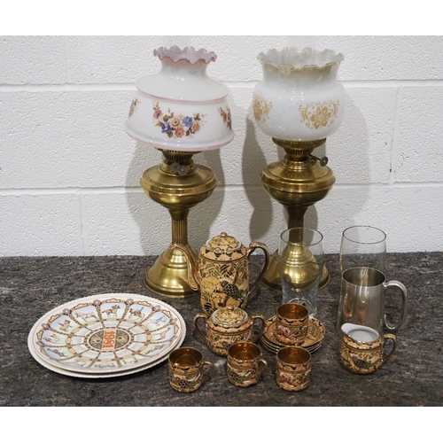 305 - Oil lamps and assorted china and glassware