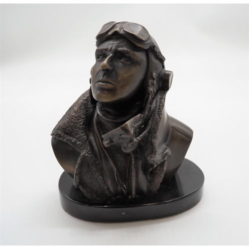 308 - Bronze sculpture of a fighter pilot on base 6½