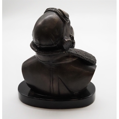 308 - Bronze sculpture of a fighter pilot on base 6½