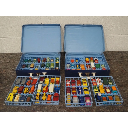 335 - 2 Matchbox Series collectors cases full with vintage Matchbox vehicles and boxed Days Gone model car... 