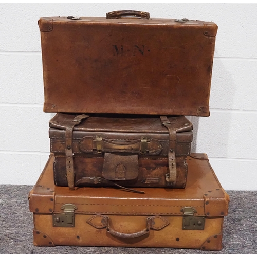 339 - 3 Leather suitcases