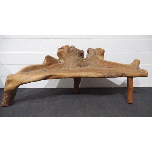 63 - Large polished drift wood bench 72