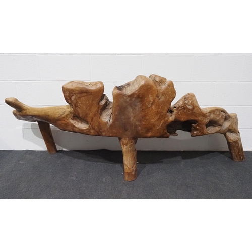 63 - Large polished drift wood bench 72