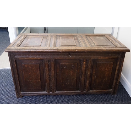 66 - Oak 3 panel blanket chest 49