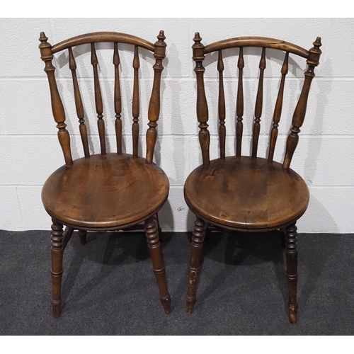 76 - Set of 2 antique stick back chairs with round seats