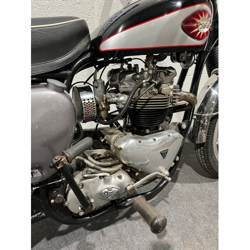 840 - TriBSA 650 motorcycle, 1958
Frame no. FB311914
Engine no. 6T-016048
BSA frame with a Triumph 650cc e... 