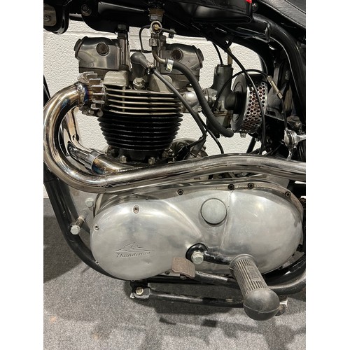840 - TriBSA 650 motorcycle, 1958
Frame no. FB311914
Engine no. 6T-016048
BSA frame with a Triumph 650cc e... 
