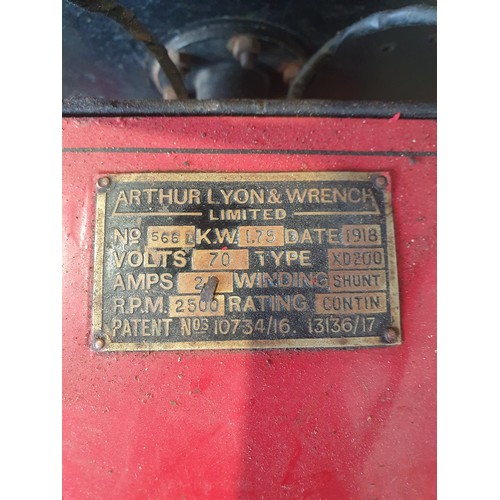 1450 - ABC Flat twin first world war trench pump by Arthur Lyon and Wrench Limited dated 1918. Engine No. 5... 