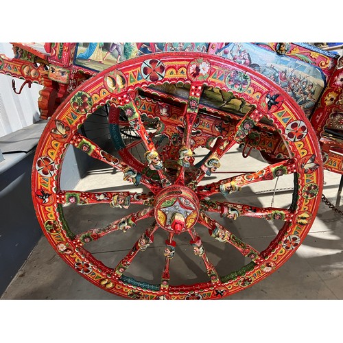 1368 - Sicilian Cantania donkey cart. This beautifully carved and hand painted cart was made circa 1970 by ... 