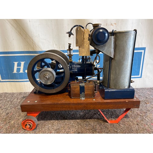 1433 - Stuart Turner open crank petrol engine, ½ HP, circa 1920. Battery and trembler coil ignition. Last r... 