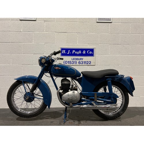 974 - DMW motorcycle. Believed 1954 model. 197 cc Villiers engine. Starts first kick. C/W old receipts and... 