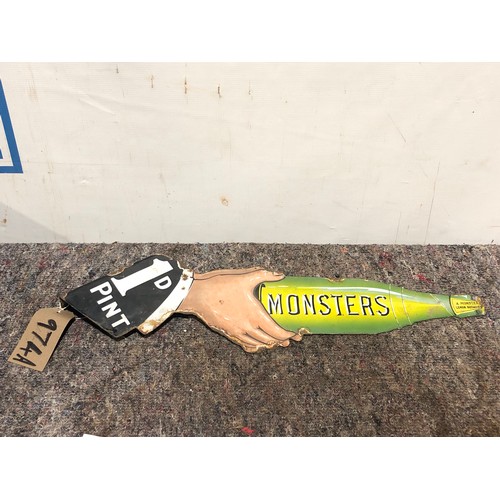 Double sided enamel sign - Monsters 22