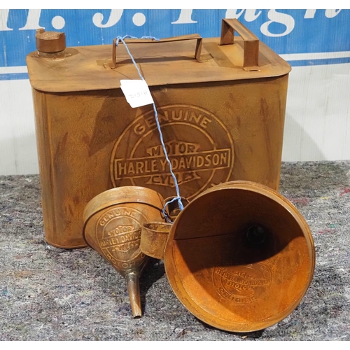 848 - Modern fuel cans and funnels with Harley Davidson logo