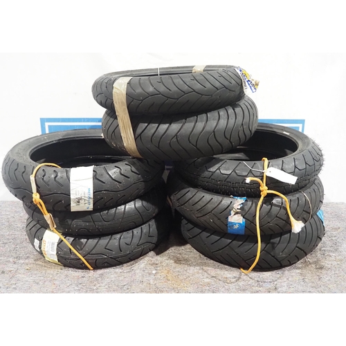 736 - Assorted NOS motorcycle tyres to include Pirelli and  Metzeler