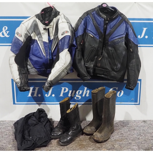 708 - Leather jackets, waterproofs, boots and trials wellies