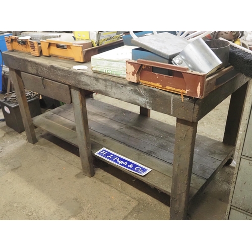 122 - Wooden workbench with drawer, not contents