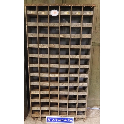 139 - Pigeon hole racking, 72 hole