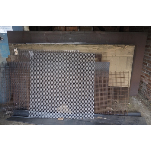 237 - Large quantity of stainless steel mesh, chequer plate, mild steel and galvanised sheets in rack