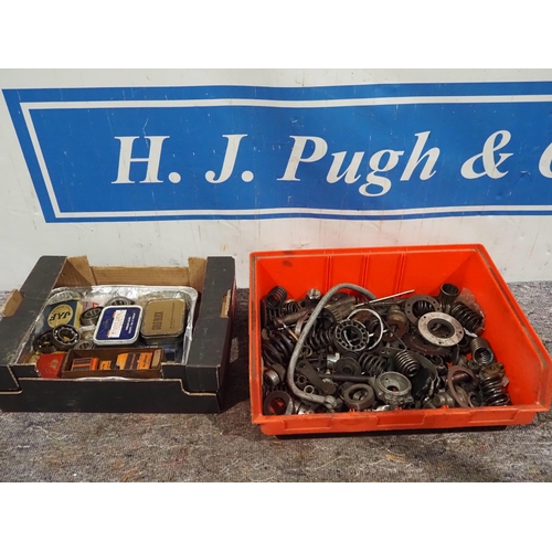 764 - 2 Boxes of assorted bearings and engine parts, etc.
