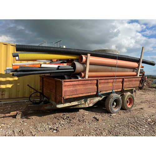 157 - Teagle twin axle trailer with pipe contents