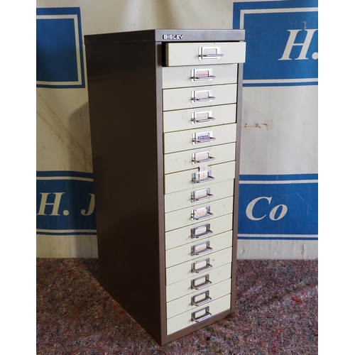 633 - Bisley 15 drawer steel cabinet