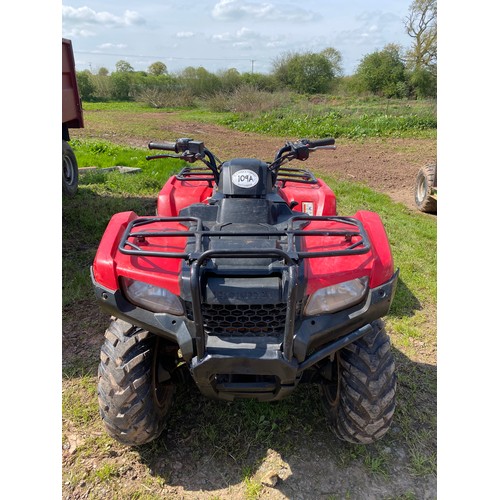 109A - Honda TRX 420 2014 four wheel drive quadbike, runs and drives. Key in office