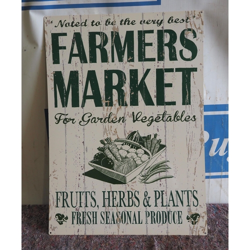 786 - Tin sign - Farmers market 28 x 10