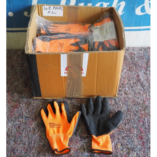 1692 - 48 Pairs of polyester latex gloves, XL