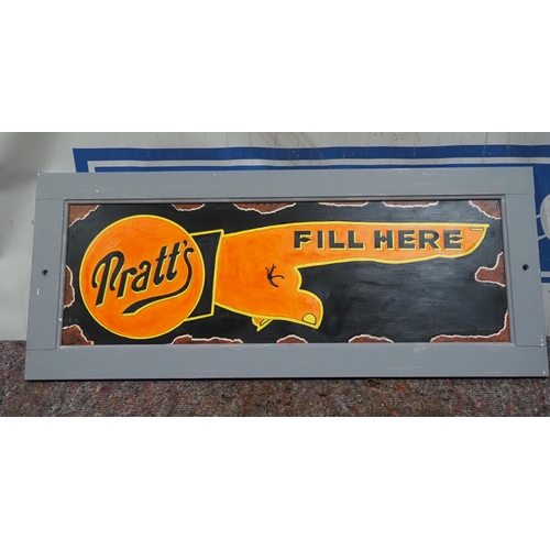 696A - Painting on board of an original enamel sign - Pratts 36 x 15