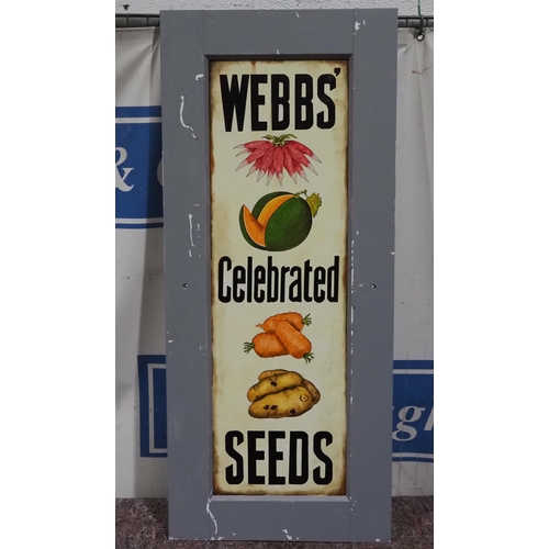 697 - Painting on board of an original enamel sign - Webbs Celebrated Seeds 45 x 19