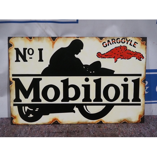 697A - Painting on board of an original enamel sign - Mobiloil 37 x 24