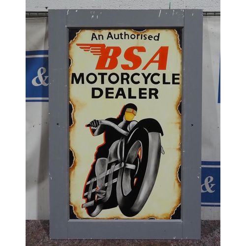 700A - Painting on board of an original enamel sign - BSA motorcycle dealer 45 x 30