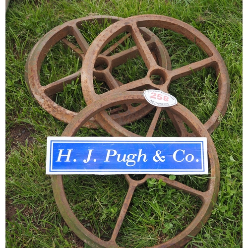 258 - Set of 4 cast iron wheels