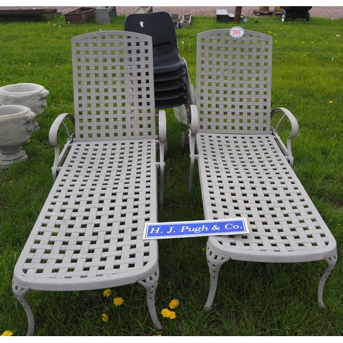 265 - Pair of garden loungers and chairs