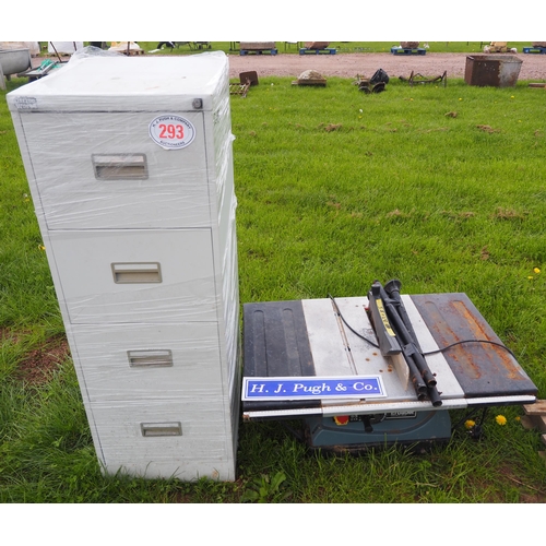 293 - Table saw and 4 drawer filing cabinet