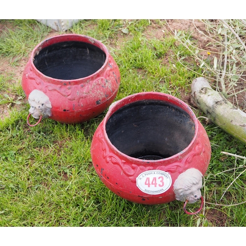 443 - Pair of cast iron planters