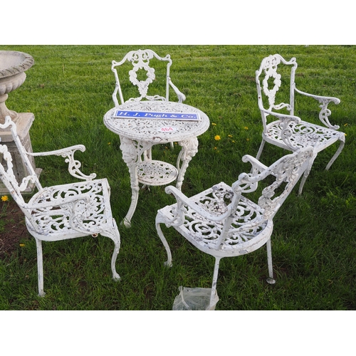 464 - Cast aluminium garden table and 3 chairs