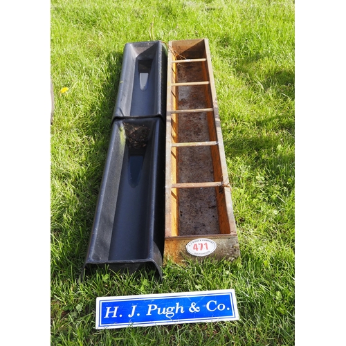 471 - Galvanised trough 6ft and 2 others