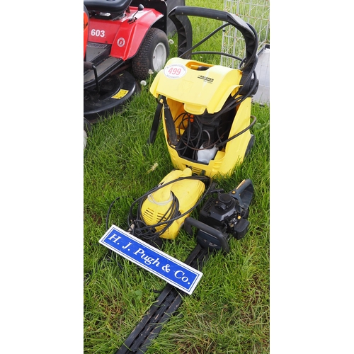 499 - Hedge cutter and 2 pressure  washers