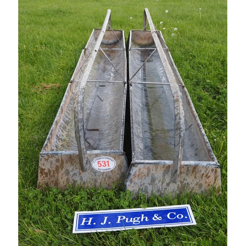 531 - 9ft Galvanised feed troughs - 2