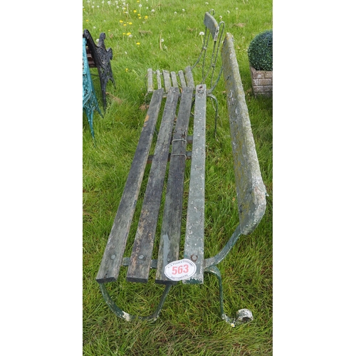 563 - Metal garden bench and chair