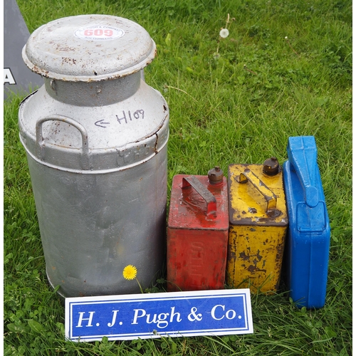 609 - Churn and petrol cans